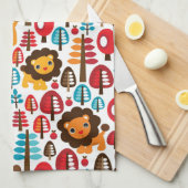 niedlicher retro Löwe scherzt Illustration Küchentuch (Viertel Falte)