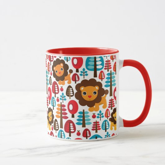 niedlicher retro Löwe scherzt Illustration Tasse (Rechts)