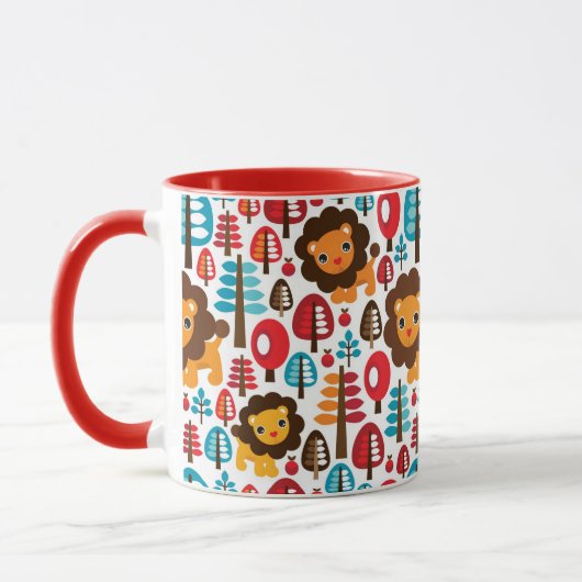 niedlicher retro Löwe scherzt Illustration Tasse (Links)