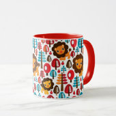 niedlicher retro Löwe scherzt Illustration Tasse (VorderseiteRechts)