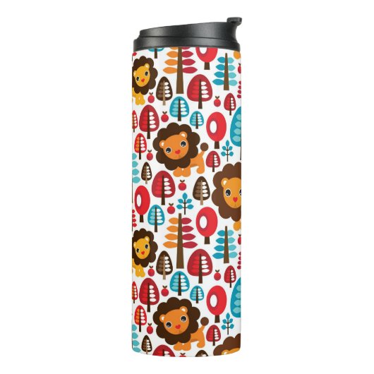 niedlicher retro Löwe scherzt Illustration Thermosbecher (Nach links gedreht)