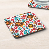 niedlicher retro Löwe scherzt Illustration Untersetzer (Linke Seite)