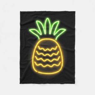 Niedlicher Retro Neon Ananas für hawaiianische Str Fleecedecke