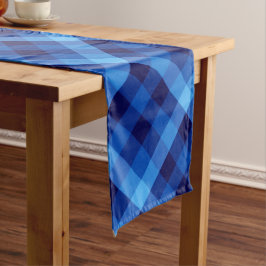 Niedlicher Retro Ocean Blue Kariert große Tischläu Großer Tischläufer