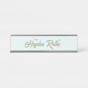 Niedlicher Retro Pastel Blue Teacher Schreibtischnamensplakette