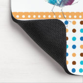 Niedlicher Retro Polka-Punkt-blauer Vogel-moderner Mousepad (Ecke)