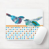 Niedlicher Retro Polka-Punkt-blauer Vogel-moderner Mousepad (Mit Mouse)