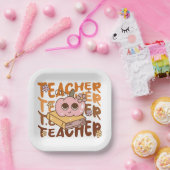 Niedlicher Retro Pumpkin-Lehrer Halloween Fall Pappteller (Party)