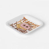 Niedlicher Retro Pumpkin-Lehrer Halloween Fall Pappteller (Gewinkelt)