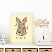 Niedlicher Retro-Rabbit-Design-Kinderraum Poster