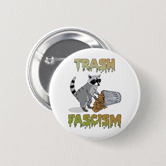Niedlicher Retro-Raccoon - Trash Faschismus Button (Vorne & Hinten)
