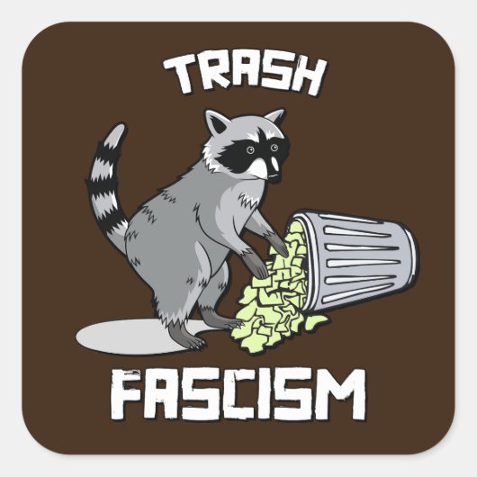 Niedlicher Retro-Raccoon - Trash Faschismus Quadratischer Aufkleber (Vorderseite)
