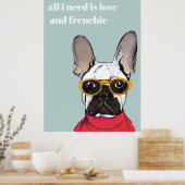 Niedlicher Retro Red French Bulldog mit Neon-Brill Poster (Küche)