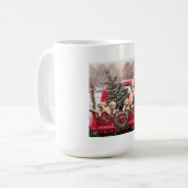 Niedlicher Retro Red Truck mit Welpen Hunde Kaffeetasse (Vorderseite Links)