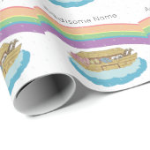 Niedlicher Retro-Regenbogen-Noah-Arkadenname Geschenkpapier (Rolleneckpunkt)