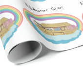 Niedlicher Retro-Regenbogen-Noah-Arkadenname Geschenkpapier (Rolleneckpunkt)
