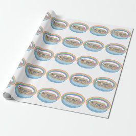 niedlicher Retro-Regenbogen Noah's Ark on White Geschenkpapier