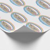 niedlicher Retro-Regenbogen Noah's Ark on White Geschenkpapier (Ecke)