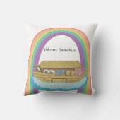 Niedlicher Retro-Regenbogen Noah's Ark on White Kissen (Rückseite)