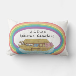 Niedlicher Retro-Regenbogen Noah's Ark on White Lendenkissen