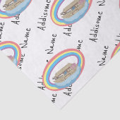 Niedlicher Retro-Regenbogen Noah's Ark on White Seidenpapier (Detail)