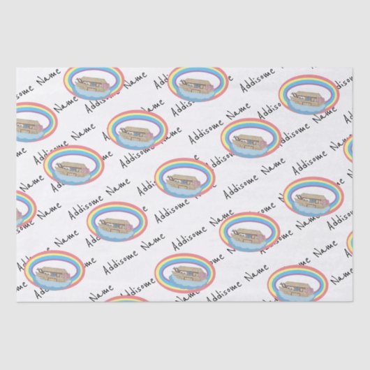 Niedlicher Retro-Regenbogen Noah's Ark on White Seidenpapier (Vorderseite)