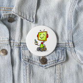 Niedlicher Retro Robot Cartoon Fun KI Tech Digital Button