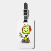 Niedlicher Retro Robot Cartoon Fun KI Tech Digital Gepäckanhänger (Vorderseite vertikal)