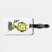 Niedlicher Retro Robot Cartoon Fun KI Tech Digital Gepäckanhänger (Rückseite horizontal)
