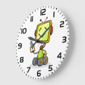 Niedlicher Retro Robot Cartoon Fun KI Tech Digital Große Wanduhr (Winkel)
