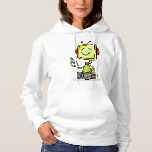 Niedlicher Retro Robot Cartoon Fun KI Tech Digital Hoodie (Vorderseite)
