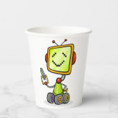 Niedlicher Retro Robot Cartoon Fun KI Tech Digital Pappbecher (Vorderseite)