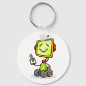 Niedlicher Retro Robot Cartoon Fun KI Tech Digital Schlüsselanhänger (Vorderseite)
