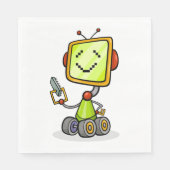 Niedlicher Retro Robot Cartoon Fun KI Tech Digital Serviette (Vorderseite)