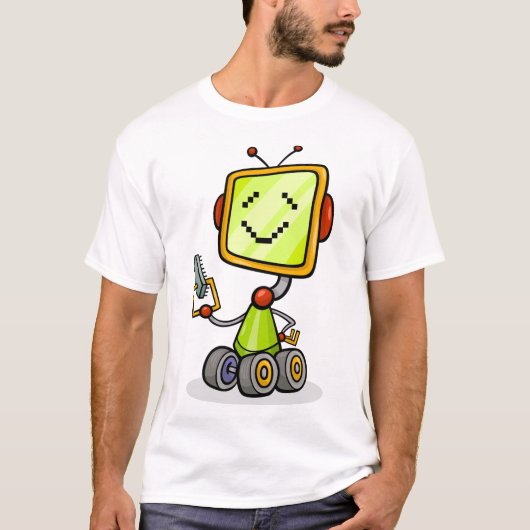 Niedlicher Retro Robot Cartoon Fun KI Tech Digital T-Shirt (Vorderseite)