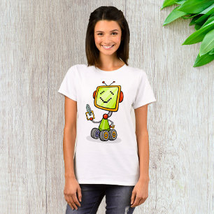 Niedlicher Retro Robot Cartoon Fun KI Tech Digital T-Shirt