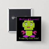 Niedlicher Retro-Roboter - Ghoul Green - Evil Twin Button (Vorne & Hinten)