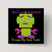 Niedlicher Retro-Roboter - Ghoul Green - Evil Twin Button (Vorderseite)