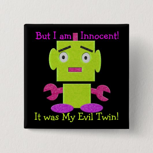 Niedlicher Retro-Roboter - Ghoul Green - Evil Twin Button (Vorderseite)