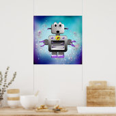 Niedlicher Retro-Roboter Lila & Blue Poster (Küche)