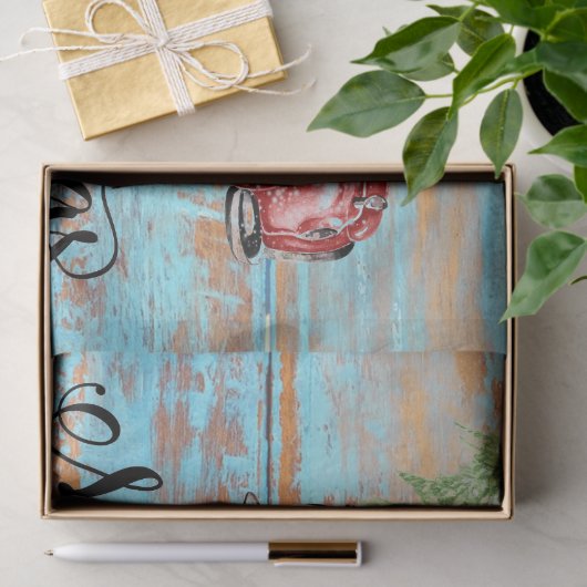 Niedlicher Retro-Rottransporter Land Weihnachten Seidenpapier