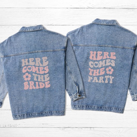 Niedlicher Retro-Script-Junggeselinnen-Abschied Jeansjacke