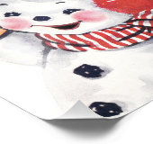 Niedlicher Retro Snowman und Red Bird Wall Kunst Fotodruck (Ecke)