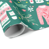 Niedlicher Retro-Ugly Sweater Pink und Grüner Spaß Geschenkpapier (Rolleneckpunkt)
