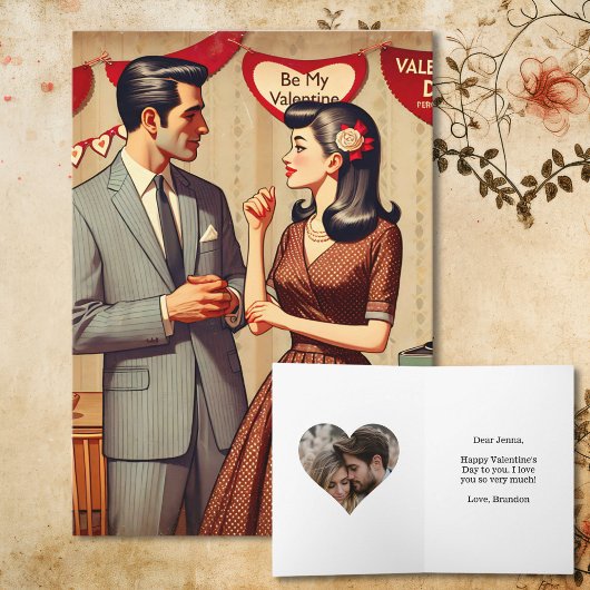 Niedlicher Retro - Valentinstag Personalisiert Karte