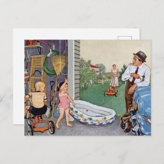 niedlicher Retro Vintag Postkarte (Vorne/Hinten)