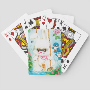 Niedlicher retro-vintage-Osterhase Spielkarten