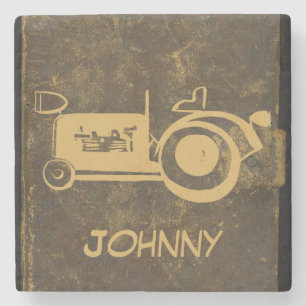 Niedlicher Retro-Vintager Artwork-Traktor Steinuntersetzer