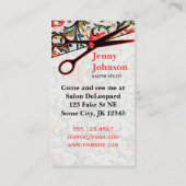 niedlicher retro Vintager Blumenscherehaar-Stylist Visitenkarte (Rückseite)