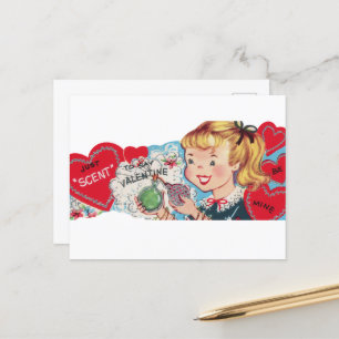 Niedlicher Retro-Vintager Duft Valentine Feiertagspostkarte